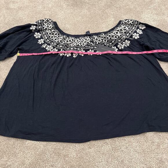NWT Tommy Hilfiger Women's Wide Neck Off Shoulder Navy‎ Top White 1x Plus - Picture 7 of 7